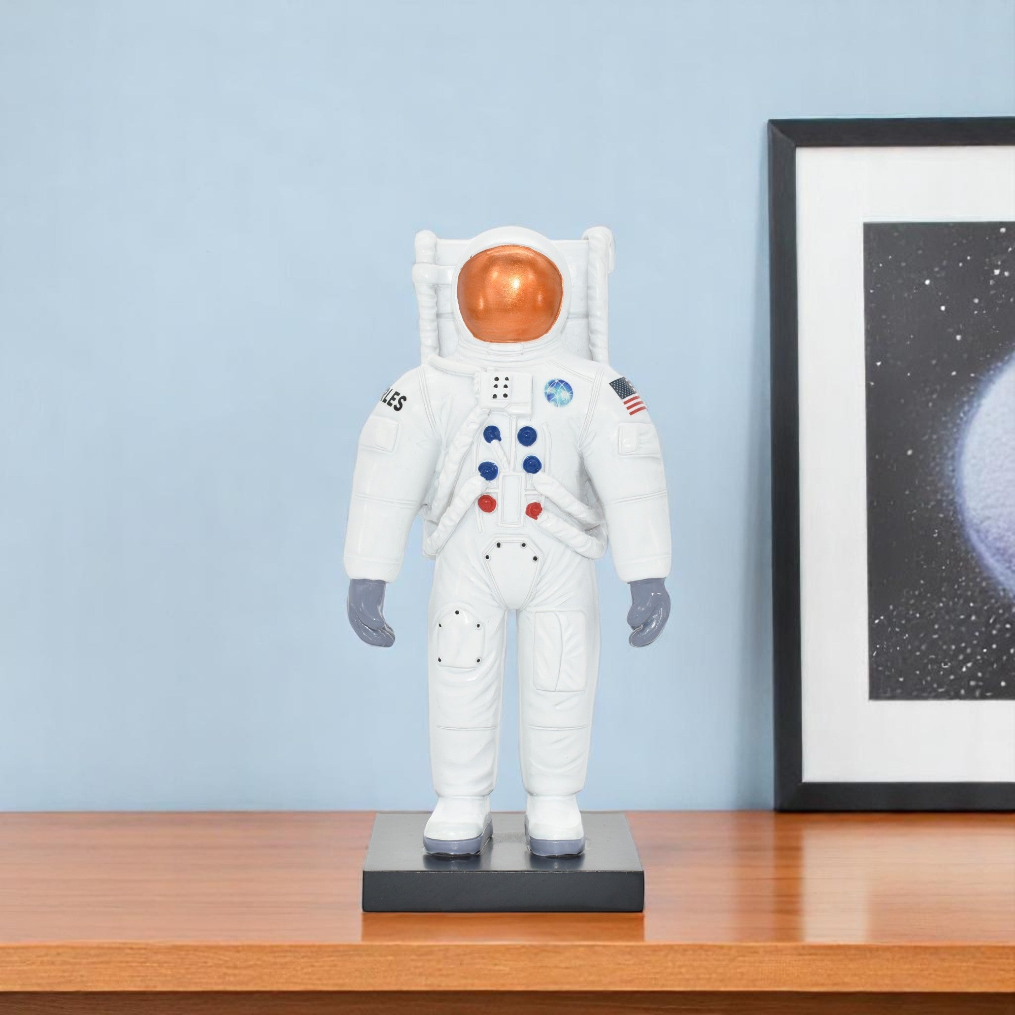 6'' White Resin USA Astronaut Tabletop Sculpture