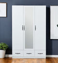 74 White Mirrored Three Door Three Drawer Combo Dresser