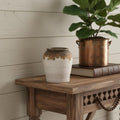 8 Brown And White Color Block Ceramic Round Table Vase