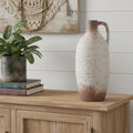 12 Brown And White Ceramic Round Jug Vase