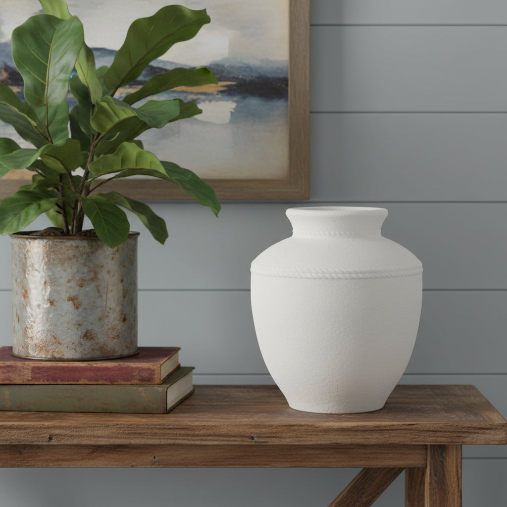 16 White Terracotta Round Jug Vase