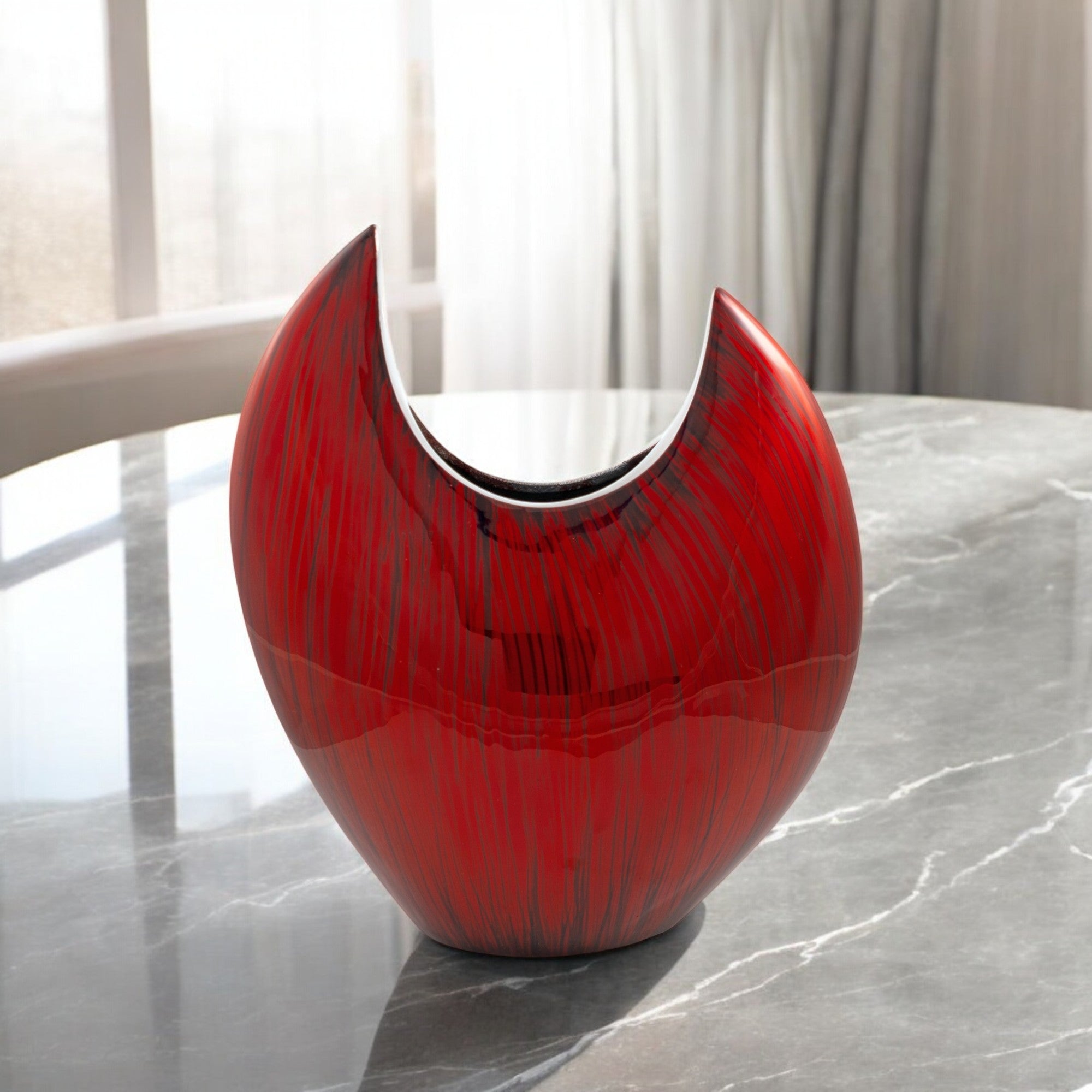 14 Red Striped Aluminum Table Vase