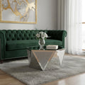 32 Silver Mirrored Glass and Faux Crystal Hexagon Drum Coffee Table