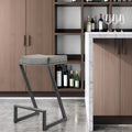 30'' Gray and Black Faux Leather and Iron Backless Bar Height Bar Chair