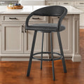 26'' Black Faux Leather and Iron Low Back Counter Height Swivel Bar Chair