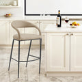 30'' Beige and Black Faux Leather and Iron Low Back Bar Height Bar Chair