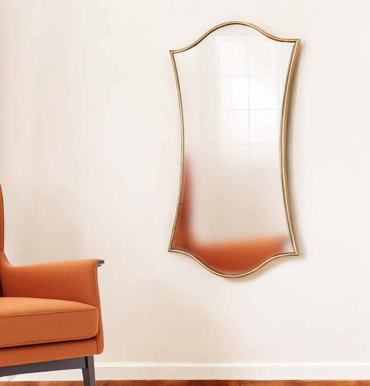 31'' Gold Scalloped Metal Framed Accent Mirror