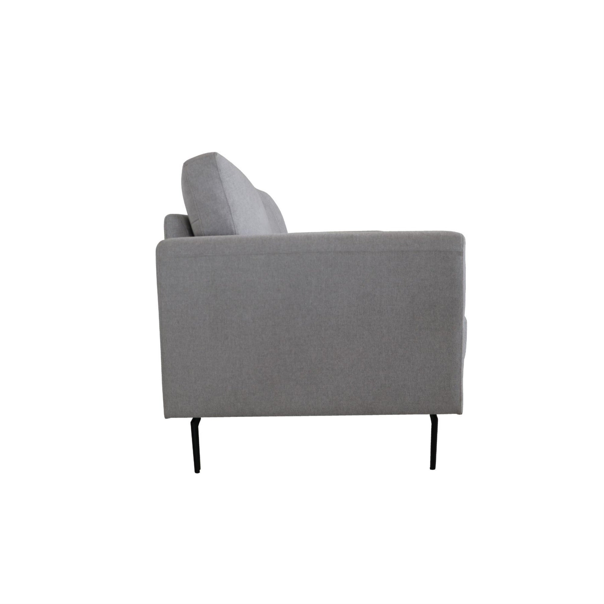 Acme Kyrene Linen Fabric Upholstered Loveseat with Track Armrest in Light Gray