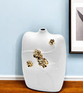 14'' White Floral Ceramic Table Vase With Sculptural Details