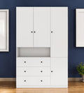 74 White Four Door Three Drawer Combo Dresser