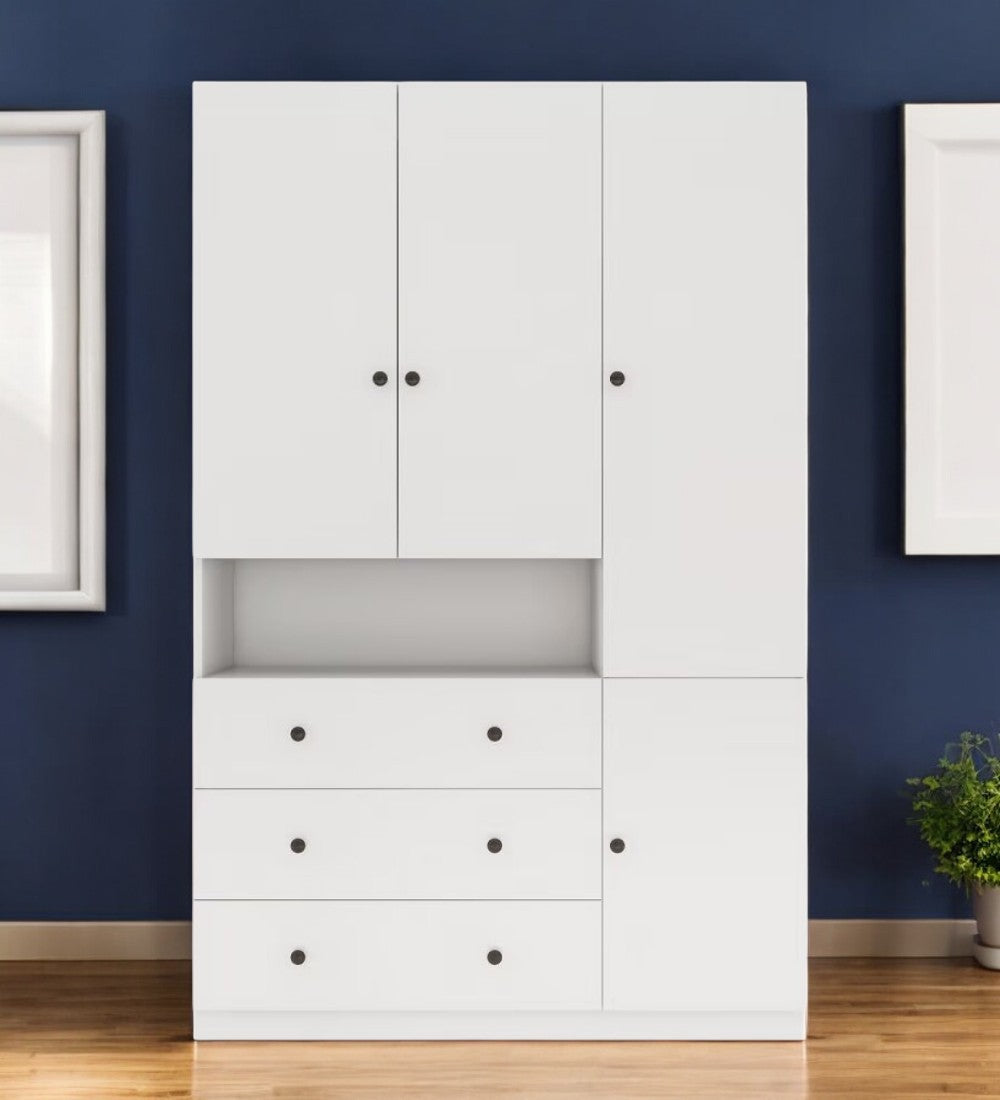 74 White Four Door Three Drawer Combo Dresser