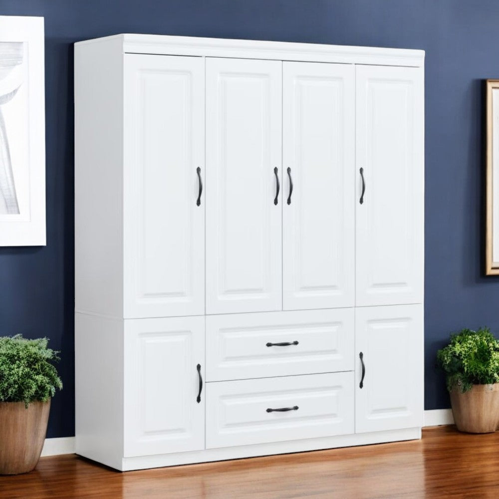 72 White Six Door Two Drawer Combo Dresser