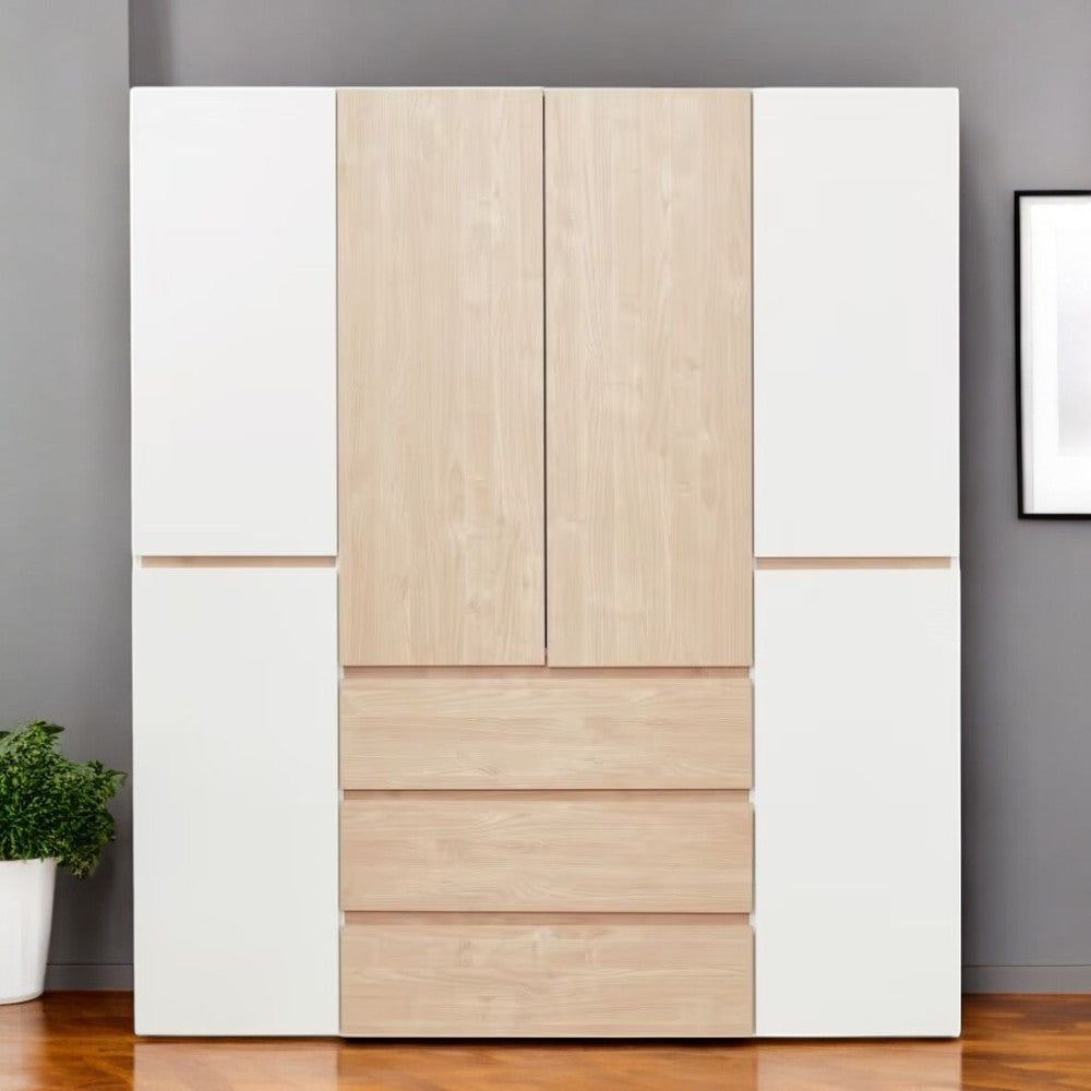 75 White And Natural Six Door Three Drawer Combo Dresser