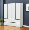 74 White And Black Four Door Four Drawer Combo Dresser