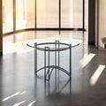 48 Clear And Black Glass And Iron Round Top Dining Table
