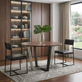 48 Brown And Black Iron Sled Base Round Top Dining Table