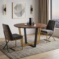 48 Brown And Gold Iron Sled Base Round Top Dining Table