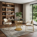 48 Clear And Gold Glass And Stainless Steel Pedestal Base Round Top Dining Table