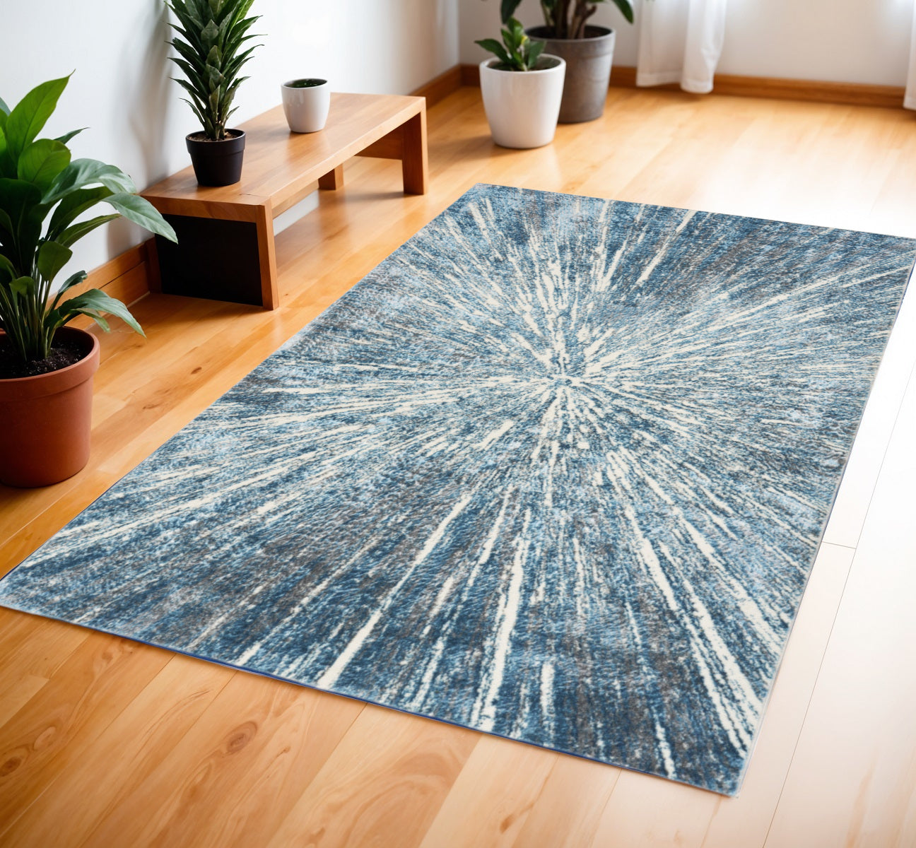 4' X 6' Blue Abstract Area Rug