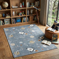 5 X 7 Blue Spaceships Youthful Washable Area Rug
