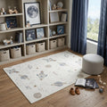 5 X 7 Ivory Spaceships Youthful Washable Area Rug