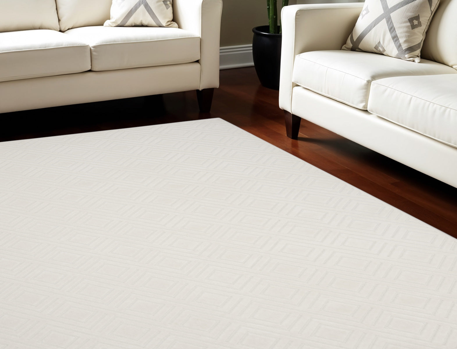9' X 12' Ivory Geometric Area Rug