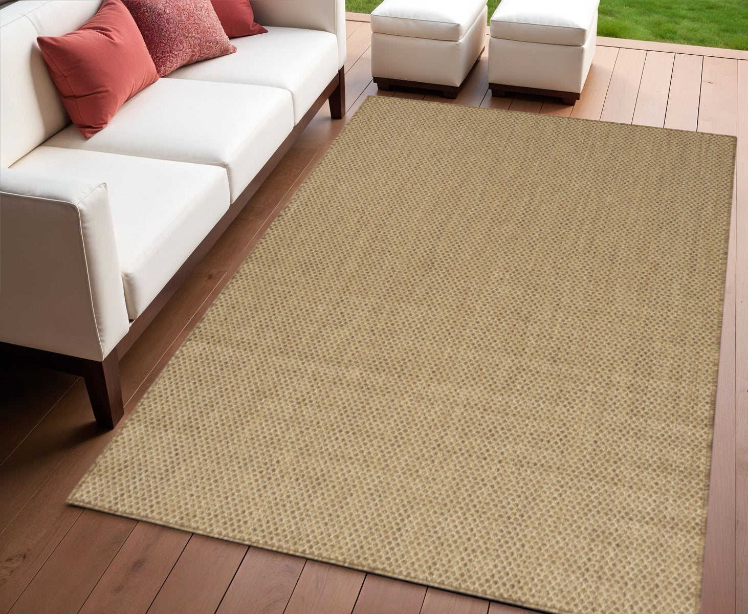 4 X 6 Tan And Brown Geometric Indoor Outdoor Area Rug
