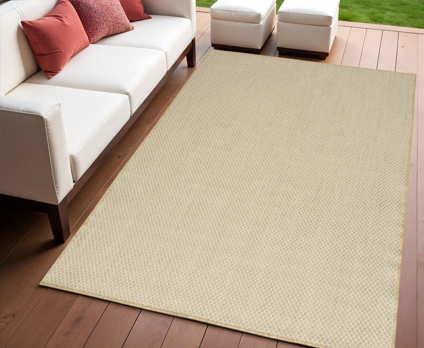 4 X 6 Natural And Ivory Geometric Indoor Outdoor Area Rug