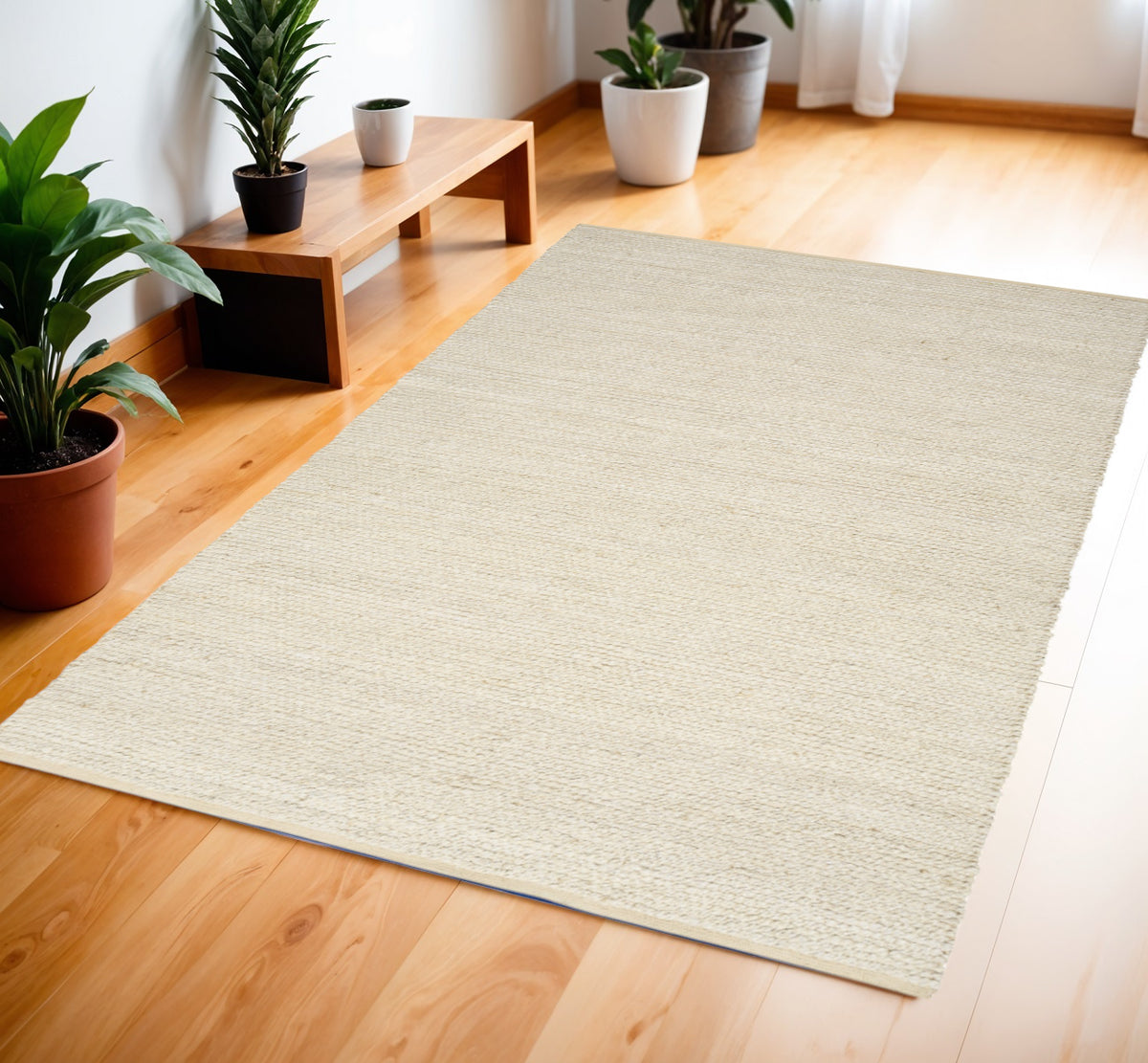 4' X 6' Ivory Jute Hand Woven Area Rug