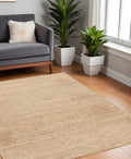 4' Beige Jute Hand Woven Square Rug