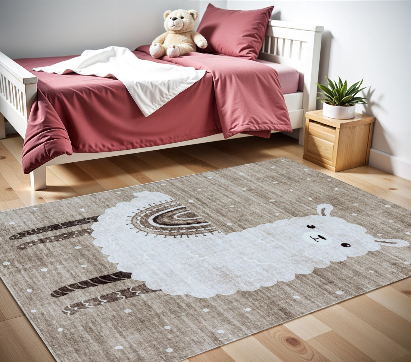 4' X 6' Brown and Beige Juvenile Animals Youthful Area Rug