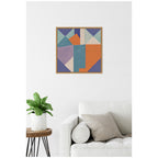 Sylvie Painterly Soft Geometric Shapes Neutral Linen Framed Canvas by The Creative Bunch Studio