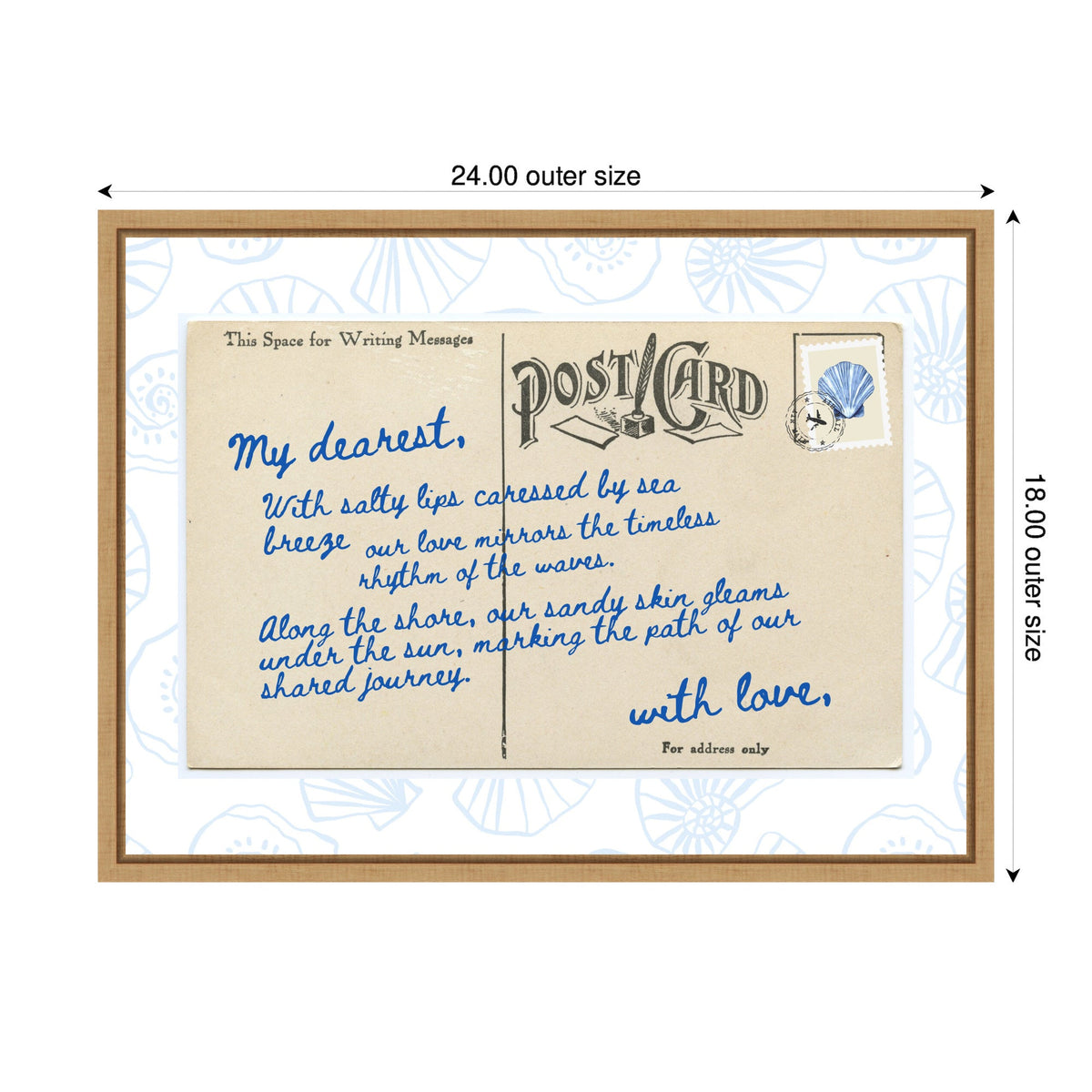 Sylvie Beach Love Letter Blue Framed Canvas by Honey Island Studio