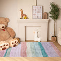 4' X 6' Pink Green and Purple Juvenile Rainbows Youthful Area Rug