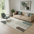 5 X 8 Beige Brown and Green Abstract Area Rug