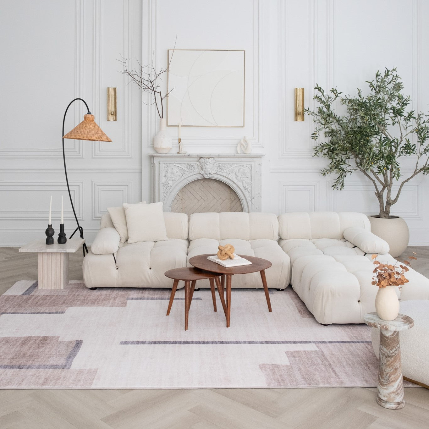 5' X 8' Beige and Brown Abstract Area Rug