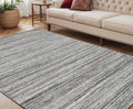 5 X 8 Ivory Gray And Black Wool Striped Hand Woven Area Rug