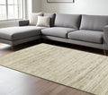 10 X 14 Ivory And Brown Wool Striped Hand Woven Area Rug