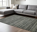 10 X 14 Gray And Black Wool Striped Hand Woven Area Rug