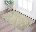 2 X 3 Gold Ivory And Gray Wool Striped Hand Woven Area Rug With Fringe