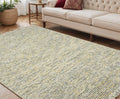 5 X 7 Gold Ivory And Gray Wool Striped Hand Woven Area Rug With Fringe