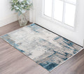2 X 3 Gray Blue And Ivory Abstract Area Rug With Fringe