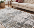 5 X 8 Ivory Gray And Brown Abstract Area Rug With Fringe