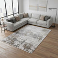 8 X 12 Ivory Gray And Brown Abstract Area Rug With Fringe