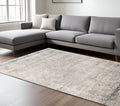 8 X 12 Gray Ivory And Brown Medallion Area Rug With Fringe