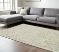 9 X 13 Ivory Gray And Rust Wool Southwestern Hand Hooked Area Rug