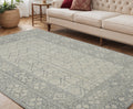 5 X 8 Gray And Ivory Wool Southwestern Hand Hooked Area Rug