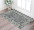 2 X 3 Gray And Ivory Wool Geometric Hand Hooked Area Rug