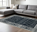 9 X 13 Charcoal And Ivory Wool Southwestern Hand Hooked Area Rug