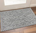 2 X 3 Dark Gray Ivory And Rust Wool Geometric Hand Hooked Area Rug